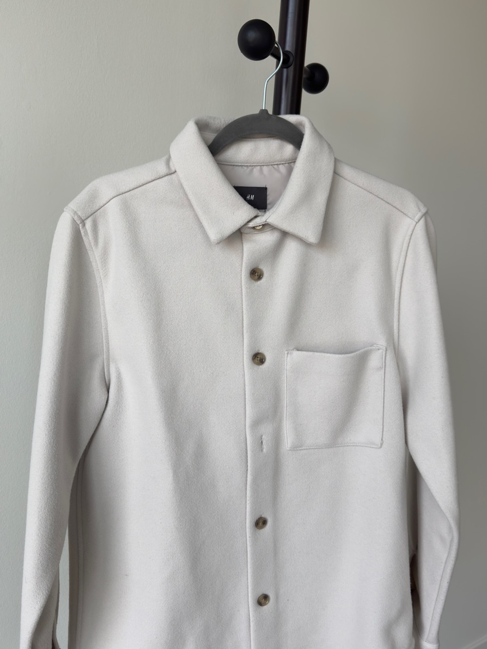 H&M Cream Men's Lightweight Button-Up Shirt Jacket